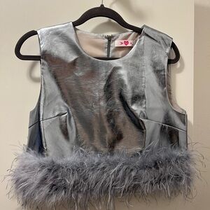 Buddy love silver feather top, size M